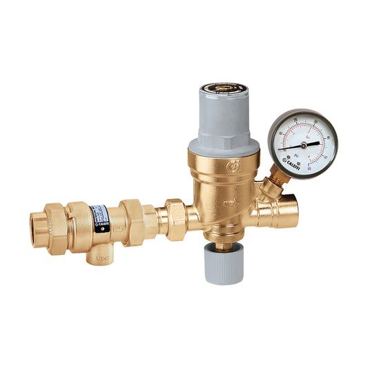 573002A Caleffi Auto Fill Combo. 1/2" NPT Female Union Inlet, 1/2" FNPT Outlet. No Gauge.